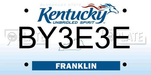 BY3E3E Kentucky License Plate