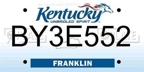 BY3E552 Kentucky License Plate