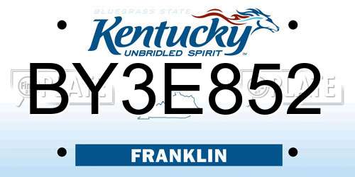 BY3E852 Kentucky License Plate