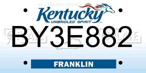 BY3E882 Kentucky License Plate