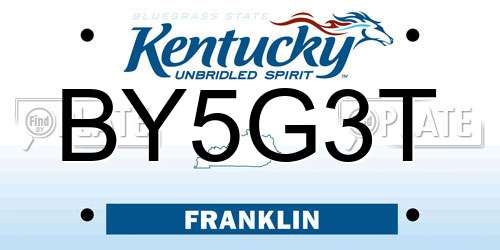BY5G3T Kentucky License Plate