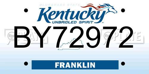 BY72972 Kentucky License Plate