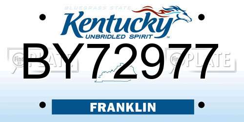 BY72977 Kentucky License Plate