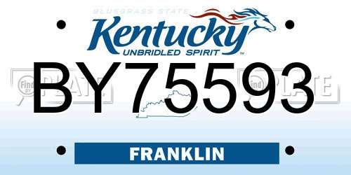 BY75593 Kentucky License Plate