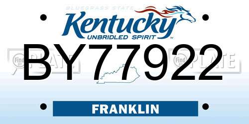 BY77922 Kentucky License Plate