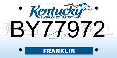 BY77972 Kentucky License Plate
