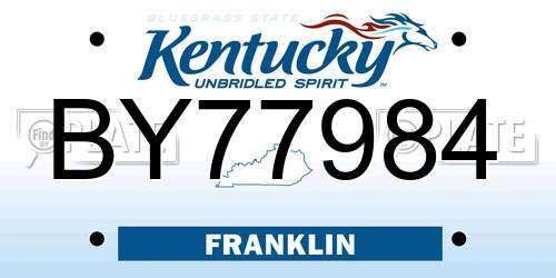 BY77984 Kentucky License Plate