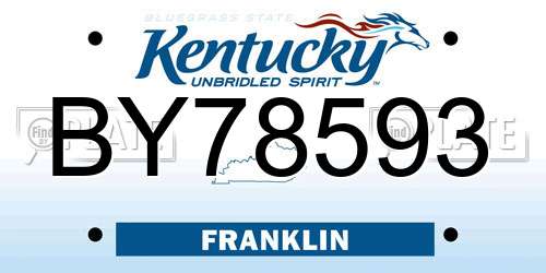 BY78593 Kentucky License Plate