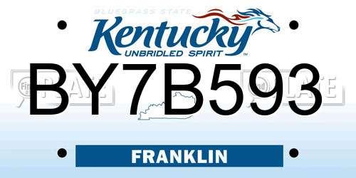 BY7B593 Kentucky License Plate