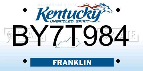 BY7T984 Kentucky License Plate