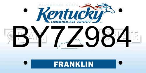 BY7Z984 Kentucky License Plate