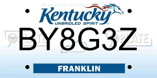 BY8G3Z Kentucky License Plate