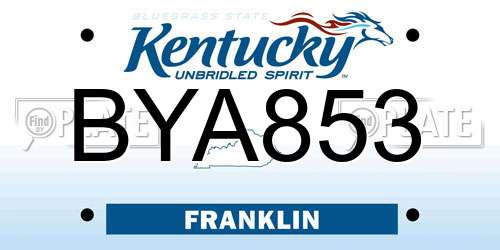 BYA853 Kentucky License Plate