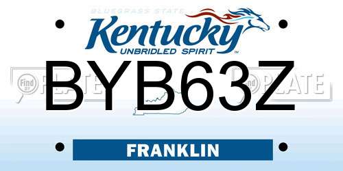 BYB63Z Kentucky License Plate