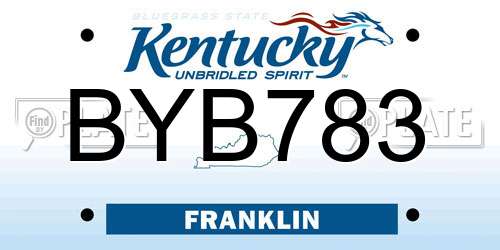 BYB783 Kentucky License Plate
