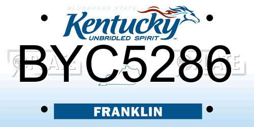 BYC5286 Kentucky License Plate