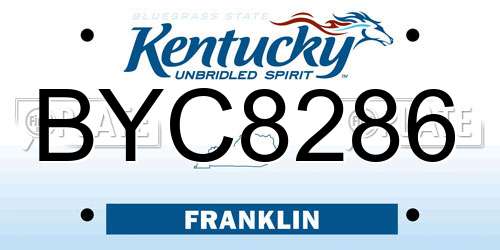 BYC8286 Kentucky License Plate