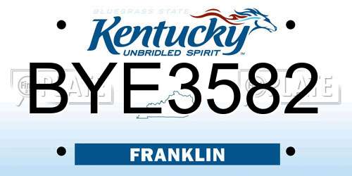 BYE3582 Kentucky License Plate
