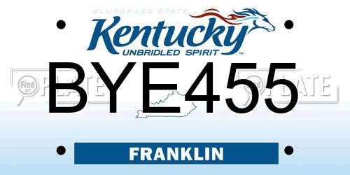 BYE455 Kentucky License Plate