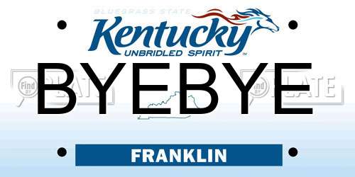 BYEBYE Kentucky License Plate