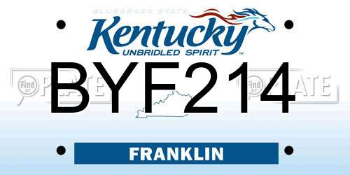 BYF214 Kentucky License Plate
