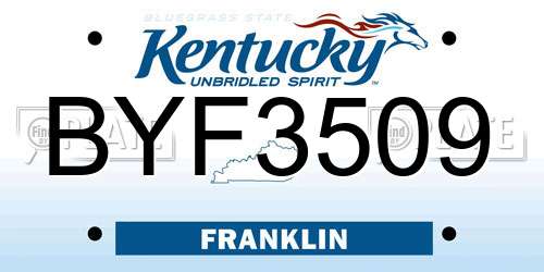 BYF3509 Kentucky License Plate