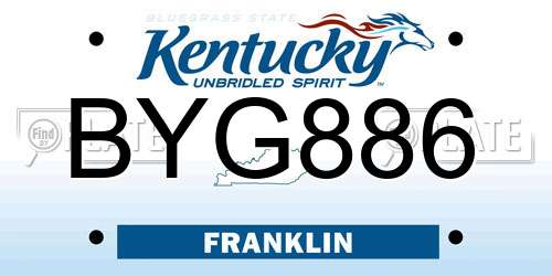 BYG886 Kentucky License Plate