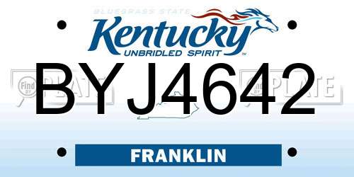 BYJ4642 Kentucky License Plate