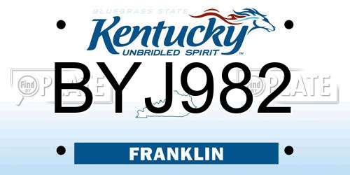 BYJ982 Kentucky License Plate
