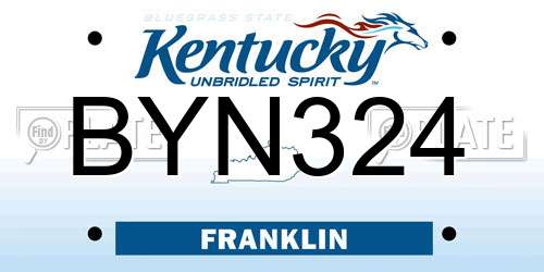 BYN324 Kentucky License Plate