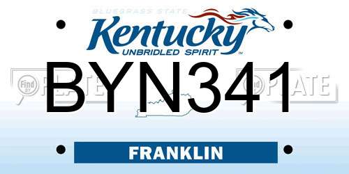 BYN341 Kentucky License Plate
