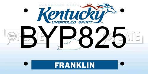 BYP825 Kentucky License Plate