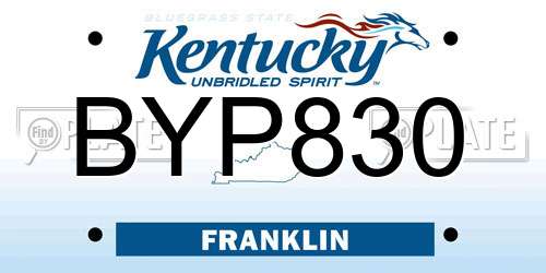 BYP830 Kentucky License Plate