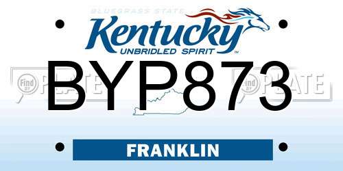 BYP873 Kentucky License Plate
