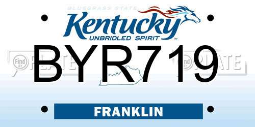 BYR719 Kentucky License Plate