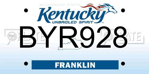 BYR928 Kentucky License Plate