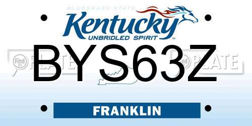 BYS63Z Kentucky License Plate