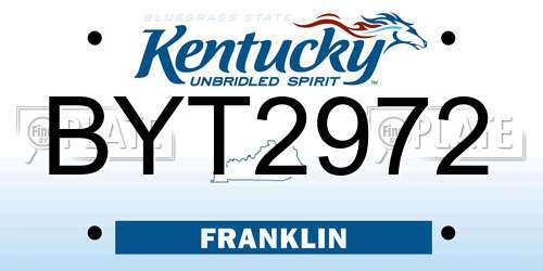 BYT2972 Kentucky License Plate