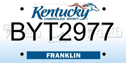 BYT2977 Kentucky License Plate