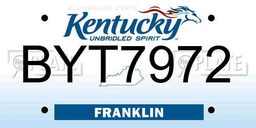 BYT7972 Kentucky License Plate