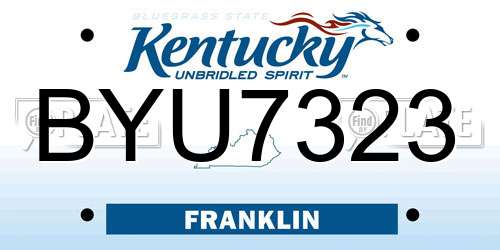 BYU7323 Kentucky License Plate