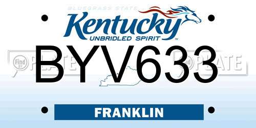 BYV633 Kentucky License Plate