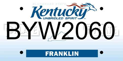 BYW2060 Kentucky License Plate