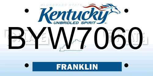 BYW7060 Kentucky License Plate