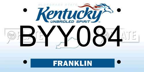 BYY084 Kentucky License Plate
