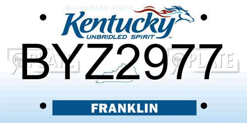 BYZ2977 Kentucky License Plate