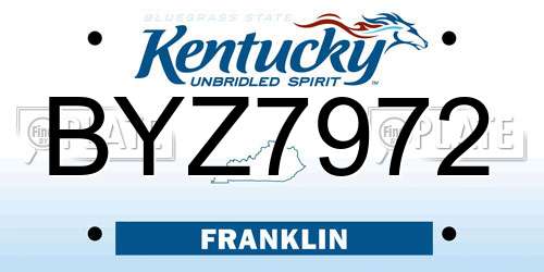 BYZ7972 Kentucky License Plate