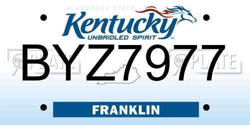 BYZ7977 Kentucky License Plate
