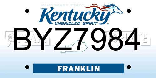 BYZ7984 Kentucky License Plate
