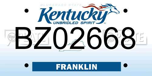 BZ02668 Kentucky License Plate